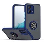 SEAHAI Case for Motorola Moto G84 5G, Ultra Thin Hard Translucent PC Matte Back Soft TPU Silicone Dual Layer Hybrid Shockproof Cover, with Ring Holder Kickstand, Royal blue
