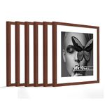 Art Street Synthetic Document Large Size Wall Photo Frame, Set Of 6 Big Frames For Wall Artwork, Certificates, Picture & Photographs Home Decor (10x10 Inch Matted To: 8x8 Inch, Brown)