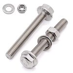 Glvaner (10 Sets) M8 x 45mm Stainless Steel Extra Large Flanged Washer Head Hex Bolt GB 5789 and Hex Nuts & Flat Washers Assortment Full Thread