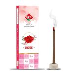 GT Rose Premium Dhoop Sticks for Pooja 120 Sticks | Bamboo Less Dhoop Sticks | Long Lasting & Highly Spreading Fragrance for Divine/Home Fragrance with Holder Stand | for Meditation Needs