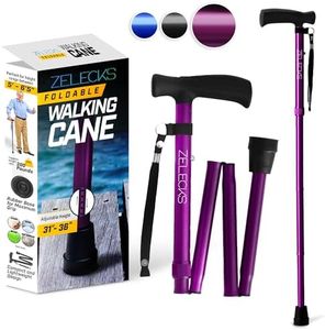 Walking Cane for Women - Lightweight Cane for Men - Foldable, Adjustable & Collapsible Cane for Seniors - Soft Ergonomic Handle Grip with Nylon Strap Purple