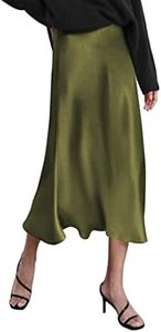 Zeagoo Womens Green Skirt High Waist Satin Skirt Long Fall Silk Skirts