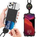 Bone Cell Phone Lanyard with Card Holder, Universal Neck Phone Strap for iPhone 11 Pro Max, Galaxy S Pixel, Smartphone Detachable Case Silicone Straps, fits 4" to 6.5" Phone Tie (2nd Gen) - Miao Cat