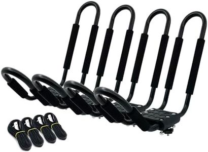 DOHUSPLE Kayak Roof Rack for 2 Kayaks Carrier, Kayak J Bar Hooks Roof Mount Racks for Universal Cars, SUV, Truck, Set of 4 Racks