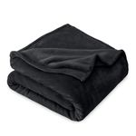 Bare Home Microplush Velvet Fleece Blanket - Twin/Twin Extra Long - Ultra-Soft - Luxurious Fuzzy Fleece Fur - Cozy Lightweight - Easy Care - All Season Premium Bed Blanket (Twin/Twin XL, Black)