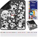 Halloween Washable Coloring Blanket Kit-48-Color Markers for Kids & Adults