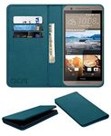 ACM Rich Leather Flip Wallet Front & Back Case Compatible with HTC One E9s Dual Sim Mobile Flap Magnetic Cover Turquosie