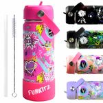 FUNKITZ Kids Insulated Water Bottle - BPA-Free, Leak-Proof, Stainless Steel Water Bottle with Straw, 500ml - Keeps Drinks Cold or Hot - Durable, Spill-Proof Flask for School, Sports, and Travel