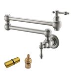 Havin Brass Pot Filler,Wall Mount Commercial Pot Filler Faucet,Brass Copper Material Kitchen Folding Faucet,Coffee Machine Faucet with Stretchable Double Joint Swing Arms (Style B, Brushed Nickel)