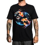 Mens T-Shirt Men's Novelty Graphic T-Shirt Cotton Comfortable Short Sleeve T-Shirt Top Suitable for Adult Men S-3XL, Ying Yang Koi, Large