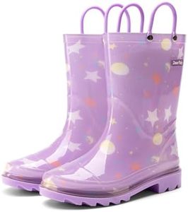 DREAM PAIRS Kids Rain Boots Cute Lightweight Waterproof with Pull-on Handles for Girls & Boys Toddler Outdoor Play,Size 4 Big Kid,Purple,KKUMRB2507