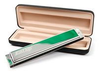 Premium Silver 24 Hole Harmonica With 48 Reeds Key of C With Protective Carry Case & Cleaning Cloth Included