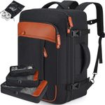 Carry on Backpack, Extra Large 40L Flight Approved Travel Backpack for Men & Women,Expandable Large Suitcase Backpacks With 4 Packing Cubes,Water Resistant Luggage Daypack Business Weekender Bag,Black