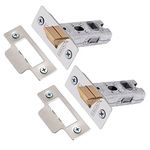 XFORT Tubular Latch, Polished Chrome, Tubular Door Latch for Internal Wooden Doors, (2 Pack, 65mm)