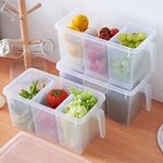 Stysol Polypropylene Fridge Storage Boxes(Pack Of 2),Fridge Organizers Storage Box Set With Lid&3 Bins Ideal For Efficient Organizer&Space-Saving Fridge Storage Containers (5 Liter),Transparent