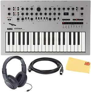 Korg Minilogue Polyphonic Analog Synthesizer Bundle with MIDI Cable, Headphones, and Austin Bazaar Polishing Cloth