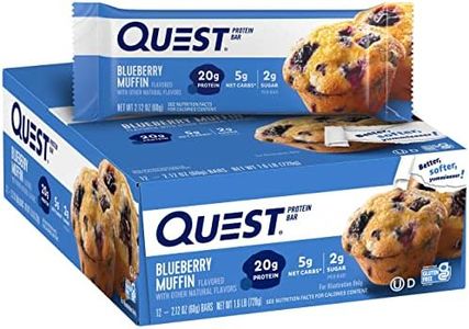 Quest Nutrition Blueberry Muffin Protein Bars, High Protein, Low Carb, Gluten Free, Keto Friendly, 12 Count (Pack of 1)