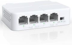 YuanLey 4 Port PoE Extender with 3 PoE Out, IEEE 802.3af/at Mini 4 Channel PoE Repeater 100Mbps, Wall and Din Rail Mount Passthrough POE Amplifier/Booster, Plug and Play