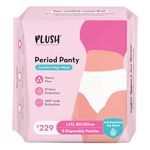 Plush Comfort High Waist Disposable Period Panties for Women - 5 Pcs L/XL (80-120cm) | Anti-Bacterial | 12-Hour Protection | 360° Coverage | Rash-Free | Ideal For Heavy Flow & Overnight Use | White Color