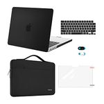 MOSISO Compatible with MacBook Pro 14 inch Case 2024 2023 2022 2021 Release M3 A2918 A2992 M2 A2779 M1 A2442, Plastic Hard Case&Sleeve Bag&Keyboard Skin&Webcam Cover&Screen Protector, Black