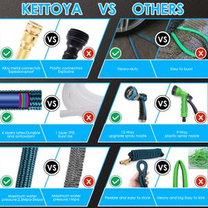 KETTOYA 100FT Expandable Garden Hose – 10-Pattern Nozzle, Heavy Duty, Kink-Free