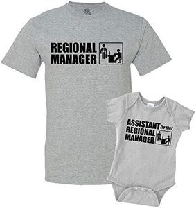 Regional Manager/Assistant Combo Matching Dad Baby Shirts or Bodysuit Athletic Heather