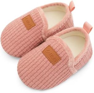 L-RUN Boys Girls House Slippers Indoor Toddler House Shoes Barefoot Baby Boys Shoes Pink 10-10.5 Toddler=EU28-29