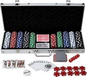 Poker Chips Set Casino 500 Pcs Casino Style Poker Chips Set in Aluminium Case || Fun Drinking Games || Night Party Games (500 Poker Chip Case)