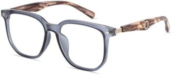 Auralice Blue Wooden Square Blue Light Glasses for Women and Men, Thick Wood Frame, Designer Reading Blocker Eyewear for Gaming Bloomveil