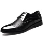 Men's Dress Shoes Pointed Oxfords Patent Leather Shoes Lace ups Wedding Shoes Casual Brogues Black Office Shoes 9uk