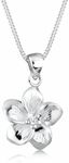 Elli Women's 925 Sterling Silver Xilion Cut 0.03 ct White Diamond Flower Frangipani Necklace, 450, Silver, Diamond