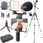 Movo iVlogger-PRO Vlogging Kit with Full Tripod for iPhone/Android - YouTube Starter Kit for Content Creators - Accessories: Phone Tripod, Phone Mount, RGB Light and VXR10 Shotgun Mic