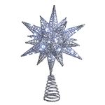 Kurt Adler 11-Inch Pre-Lit Twinkling LED 60-Light Silver Starburst Tree Topper