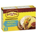 Old El Paso Hard and Soft Kit, Makes 12 Tacos, Box Includes 6 Soft Tortillas, 6 Taco Shells, Mild Taco Sauce and Taco Seasoning Mix, Ready in 20 Minutes, 340 Grams Package