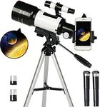 TUOKE Telescope for Astronomy Adult Kids Beginners, 150X Astronomical Refractor Telescope, 300X70mm Telescop with Tripod Smartphone Adapter