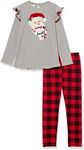 Mud Pie baby-girls Mud Pie Baby Girl Santa Christmas Tunic and Legging, Gray/Red, 2 Toddler