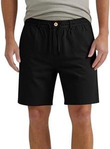 Linen Shorts for Men,Mens Shorts Casual 5 Inch Stretch Waist Button Drawstring Short Pants Breathable Summer Clothes,Summer Outfits,Beach Vacation,Casual Everyday Wear,Golf,Yoga,Office,Work,Walking