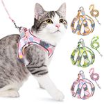 RETOLIT Cat Harness with 1.5m Leash, Adjustable Escape Proof Cat Vest Harness with Safety Reflective Strips, Lightweight Soft Cat Belt Leash for Small Medium Large Cats Dogs Hiking Walking(Pink,XXS)