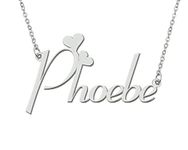 Stainless Steel Silver Phoebe Name Necklace Love Heart Charm Necklace Best Friends Mother Day Jewelry