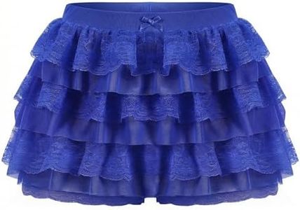 ROLOSI Women Ruffle Shorts Lace Multi-Layered Bloomers, Lolita Bloomers Cute Pumpkin Pants Sexy Boyshorts Mini Shorts Pettipants,Dark Blue