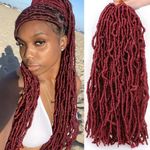 Leeven 24 Inch 7 Packs Synthetic New Soft Locs Crochet Hair Burgundy Messy Faux Locs Crochet Braids Hair For Women Curly Wavy Goddess Faux Locs Extensions BUG#