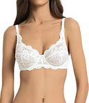 VANEVER Women’s Lace Bra, Comfortable Women’s Bras, Sexy Bra with Underwire & No Padding Cups, Breathable & Non-Chafing Ladies Underwear, Support, Cream 36DD