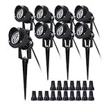 Low Voltage Landscape Lighting, Outdoor Garden Spotlights, 12V 24V Warm White 3000K 7W Led Landscape Lights Waterproof for Yard, Garden, Driveway(8 Pack with Connectors & Spikes)