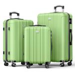 Strenforce 3-Piece (20/24/28)" Suitcase Set Spinner Wheels ABS Lightweight Luggage Sets with TSA Lock,Matcha Green