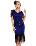 PrettyGuide Women's Gatsby Dress Vintage Art Deco Flapper Dress Roaring 20s XXL Blue