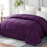 Whale Flotilla Reversible Duvet King Size for All Seasons, 7.5 Tog Down Alternative Box Sitiched Duvets, Lightweight and Machine Washable, 220x240 cm, Purple