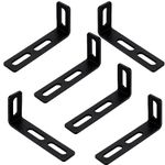 Adjustable Corner Brackets with 3 Long Slots, 6-Pack Black L-Shaped Angled Connector, 90 Degree Adjustable Angle Metal Bracket, Heavy-Duty Shelf Support, 110x50x24 mm/Thickness 3.5 mm (A)