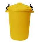 1 x 50L Litre large Yellow Heavy Duty Colour Plastic Bin Garden Dustbin Refusal Waste bin Trash Can Storage unit with Clip locking lid For Recycle Home Kitchen Indoor Outdoor Rubbish Waste Animal Feed