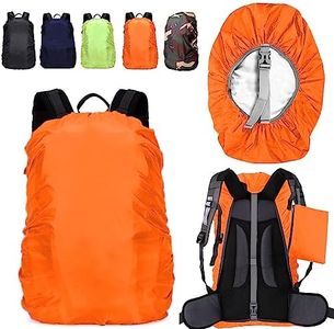 LingTu 20-80L Waterproof Backpack Rain Cover with Storage Pouch and Adjustable Buckle Strap for Traveling Outdoor Hiking Camping (Orange, 30-40L Backpack Cover)