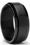 Metal Masters Co. Men's 8MM Black Stainless Steel Spinner Ring Size 13